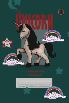 My Unicorn Primary Composition 4-7 Notebook, 102 Sheets, 6 x 9 Inch Olive Green Cover