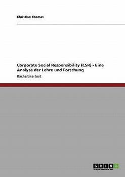 Paperback Corporate Social Responsibility (CSR) - Eine Analyse der Lehre und Forschung [German] Book
