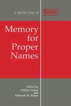 Paperback Memory for Proper Names: A Special Issue of Memory Book