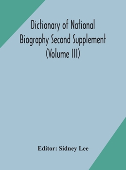 Hardcover Dictionary of national biography Second Supplement (Volume III) Book