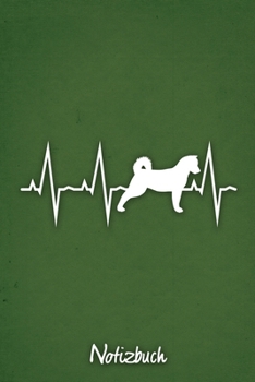 Notizbuch: Grünes kariertes American Akita Herzschlag Hunde Notizheft ca DIN A5 weiß kariert 110 Seiten (German Edition)