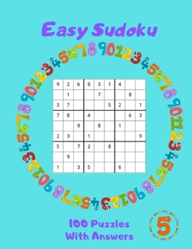 Paperback Easy Sudoku - 100 Puzzles With Answers: Large Print - Volume 5 [Large Print] Book