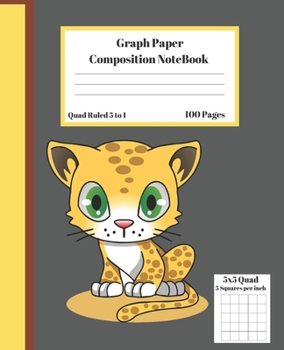 Paperback Graph Composition Notebook 5 Squares per inch 5x5 Quad Ruled 5 to 1 100 Sheets: Cute Funny Leopard Gift Notepad / Grid Squared Paper Back To School Gi Book