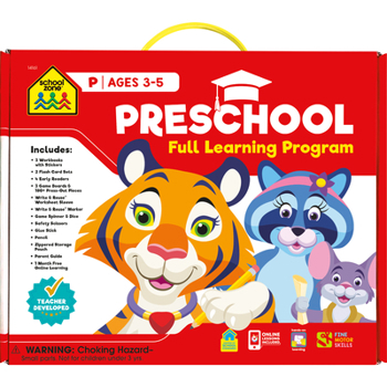 School Zone - Preschool Full Learning Program - Ages 3-5, Workbooks, Flash Cards, Early Reading Books, Educational Games, Write & Reuse, Alphabet, Numbers, Math, Colors, Shapes, Stickers, and More