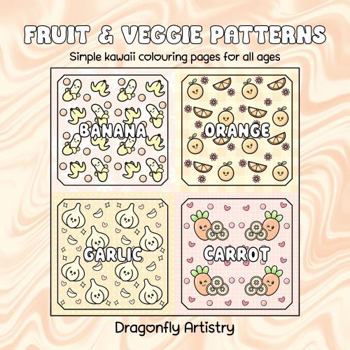 Paperback Fruit & Veggie Patterns: Simple kawaii colouring pages for all ages Book