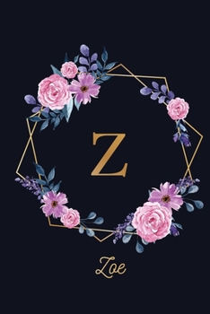 Zoe: Monogram Initial Personalized Notebook Journal Gift For Girls And Women - Pink Floral