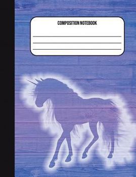 Composition Notebook: Unicorn On Purple Wood Ruled Pages (7.44 x 9.69) Back To School
