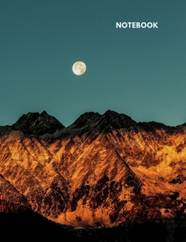 Paperback Notebook: Lined Journal Notebook - Desert Mountain with Moon - 120 pages - Large (8.5 x 11 inches) - College Ruled Book