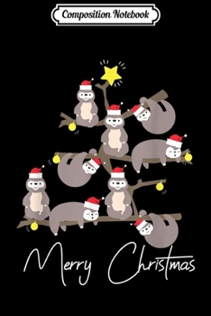 Composition Notebook: Merry Christmas Sloth Christmas Tree Santa Hat  Journal/Notebook Blank Lined Ruled 6x9 100 Pages
