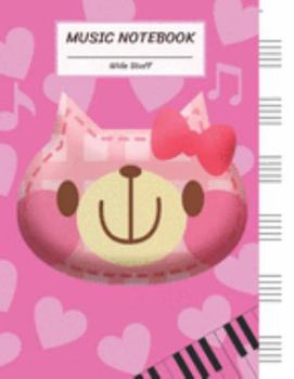 Paperback Music Notebook Wide Staff: Cute Pink Bear Face and Heart, Piano Keyboard/Blank Music Sheet Notebook, Big Staff Paper, Music Manuscript Paper,6 La Book