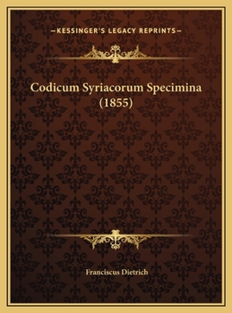 Hardcover Codicum Syriacorum Specimina (1855) [Latin] Book