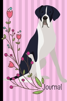 Journal: Gratitude Journal 6x9 100 Pages Great Dane Dog Pink Cover