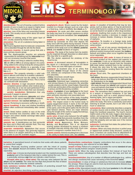 Misc. EMS Terminology: A Quickstudy Laminated Reference Guide Book