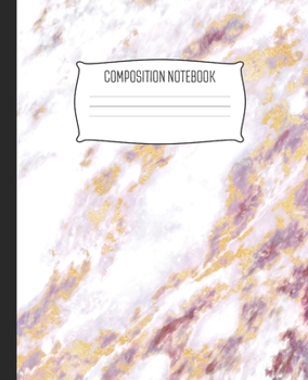 Paperback Composition Notebook: Wide Ruled Notebook Purple Raspberry Marble Gold Veins Lined School Journal - 100 Pages - 7.5" x 9.25" - Children Kids Book