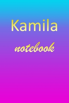 Kamila: Blank Notebook | Wide Ruled Lined Paper Notepad | Writing Pad Practice Journal | Custom Personalized First Name Initial K Blue Purple Gold  | ... Homeschool & University Organizer Daybook