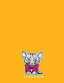 Paperback Notebook: Cute cat on dark yellow cover and Dot Graph Line Sketch pages, Extra large (8.5 x 11) inches, 110 pages, White paper, Book