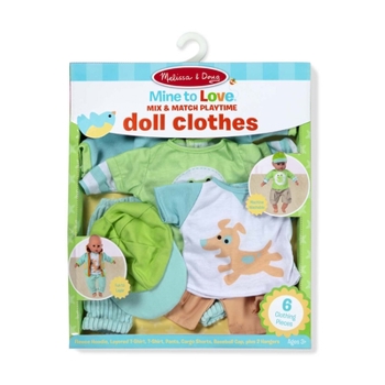 Toy Melissa & Doug Mine to Love Mix & Match Playtime Doll Clothes for 12”-18” Unisex Dolls (6 pcs) Book