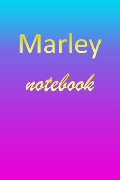 Marley: Blank Notebook | Wide Ruled Lined Paper Notepad | Writing Pad Practice Journal | Custom Personalized First Name Initial M Blue Purple Gold  | ... Homeschool & University Organizer Daybook