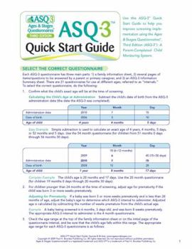 Wall Chart Asq-3(tm) Quick Start Guide Book