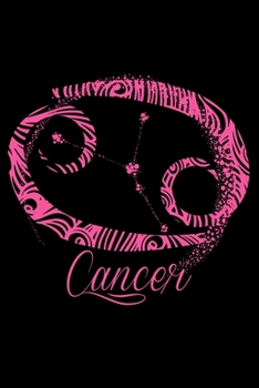 Journal: Pink Cancer Zodiac Sign Symbol Stars June July Birthday Gift Black Lined Notebook Writing Diary - 120 Pages 6 x 9
