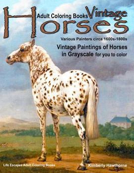 Adult Coloring Books Vintage Horses Various Painters Circa 1600s-1800s: Vintage Paintings of Horses in Grayscale for You to Color