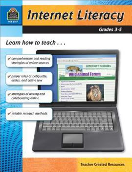 Paperback Internet Literacy, Grades 3-5 Book