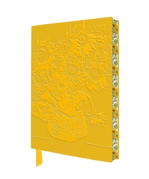 Paperback Vincent Van Gogh: Sunflowers 2024 Artisan Art Vegan Leather Diary - Page to View with Notes Book