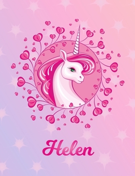Helen: Unicorn Sheet Music Note Manuscript Notebook Paper | Magical Horse Personalized Letter C Initial Custom First Name Cover | Musician Composer ... Notepad Notation Guide | Compose Write Songs