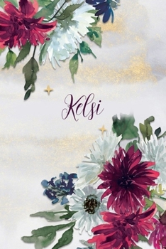 Kelsi: Personalized Journal Gift Idea  for Women (Burgundy and White Mums)