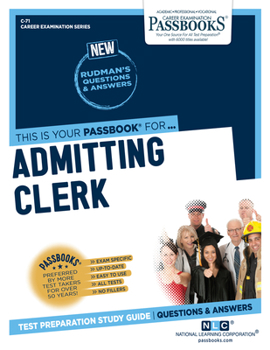Paperback Admitting Clerk (C-71): Passbooks Study Guide Volume 71 Book