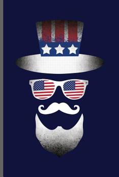 USA Hat Glasses And Mustache: American Flag USA Independence Day notebooks gift (6x9) Dot Grid notebook to write in