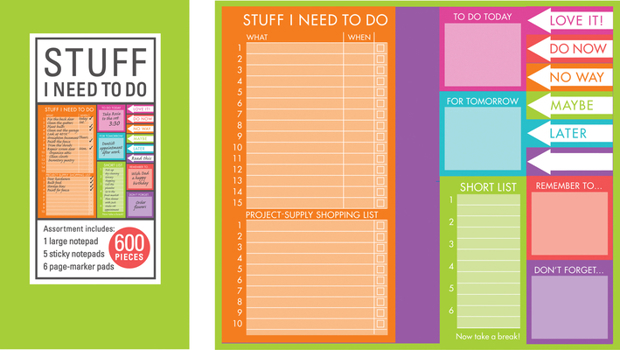 Hardcover Book of Sticky Notes: Stuff I Need to Do - Brights Book