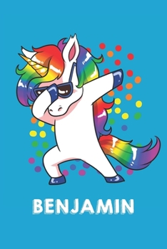 Benjamin: Personalisiertes Design Notizbuch Einhorn 120 linierte Seiten - Perfekte Geschenkidee f�r die Schuhe oder Weihnachten mit Vornamen DIN A5 (himmelblau)