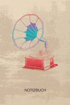 NOTIZBUCH A5 Dotted: Nostalgie Liebhaber Notizheft GEPUNKTET 120 Seiten - Grammophon Notizblock Steampunk Skizzenbuch - Vintage Geschenk f�r Retro Liebhaber Vintage Liebhaber 90er Kind
