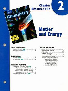 Paperback Holt Chemistry Chapter 2 Resource File: Matter and Energy Book