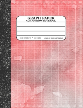 Graph Paper Composition Notebook: Math and Science Lover Graph Paper Cover Watercolor Red (Quad Ruled 5 squares per inch, 120 pages) Birthday Gifts For Math Lover Teacher,Student Notebook