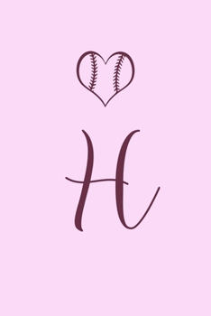 H: Name Monogram Initial H Softball 6x9" Dot Bullet Notebook/Journal Gift Idea For Girls, Women, School, College and Work