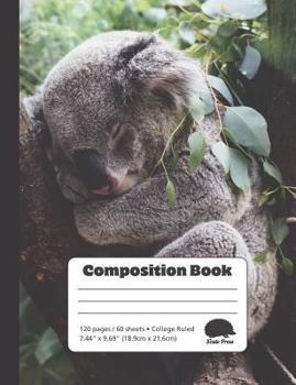Cute Koala Sleeping - College Ruled Composition Book