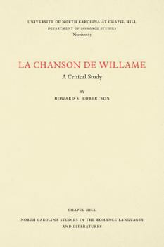 Paperback La Chanson de Willame: A Critical Study Book