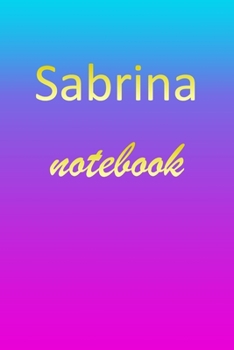 Sabrina: Blank Notebook | Wide Ruled Lined Paper Notepad | Writing Pad Practice Journal | Custom Personalized First Name Initial S Blue Purple Gold  | ... Homeschool & University Organizer Daybook