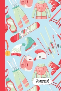 Journal: Pink Red Snowboarding Sledding Diary with Blank Lined Notebook Paper