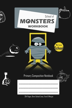 Paperback School of Monsters Workbook, A5 Size, Wide Ruled, White Paper, Primary Composition Notebook, 102 Sheets (Black) Book