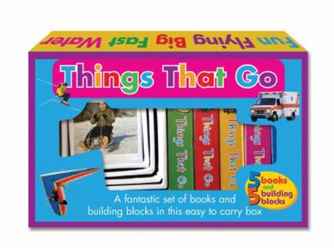 Hardcover Things That Go (Books and Blocks): A Fantastic Set of Books and Building Blocks in This Easy to Carry Box [With Building Blocks] Book