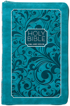 Imitation Leather KJV Holy Bible Zip Turquoise Book