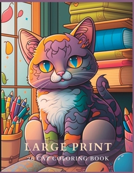 Paperback Large Print 26 Cat Coloring Book for Adults: Stress reliever and improve fine motor skills Book