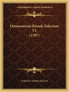 Paperback Onomasticon Rituale Selectum V1 (1787) [Latin] Book