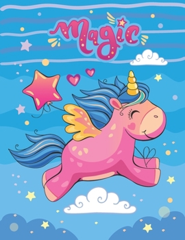 Magic: Pink Unicorn Large Sketchbook - 100 Blank Pages for Drawing, Writing, Painting, Sketching or Doodling | 8.5 x11 inches | Abstract Pattern Cute ... Girls | Creative Gift for Artists & Students