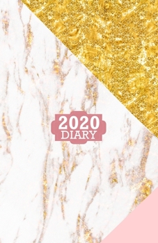 Paperback 2020 Diary: A5 Diary 2020 Week To View Gold Marble Rose Pink White Pattern Design Cover Book