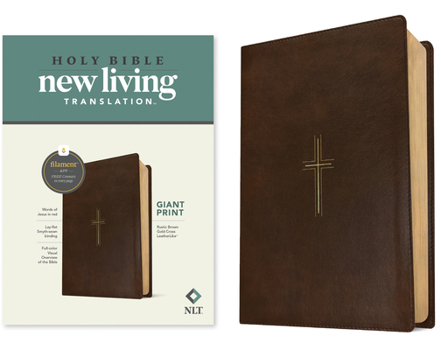 Imitation Leather NLT Giant Print Bible, Filament Enabled (Leatherlike, Rustic Brown Gold Cross, Red Letter) [Large Print] Book