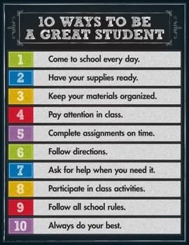 Wall Chart 10 Ways to Be a Great Student Chart Book